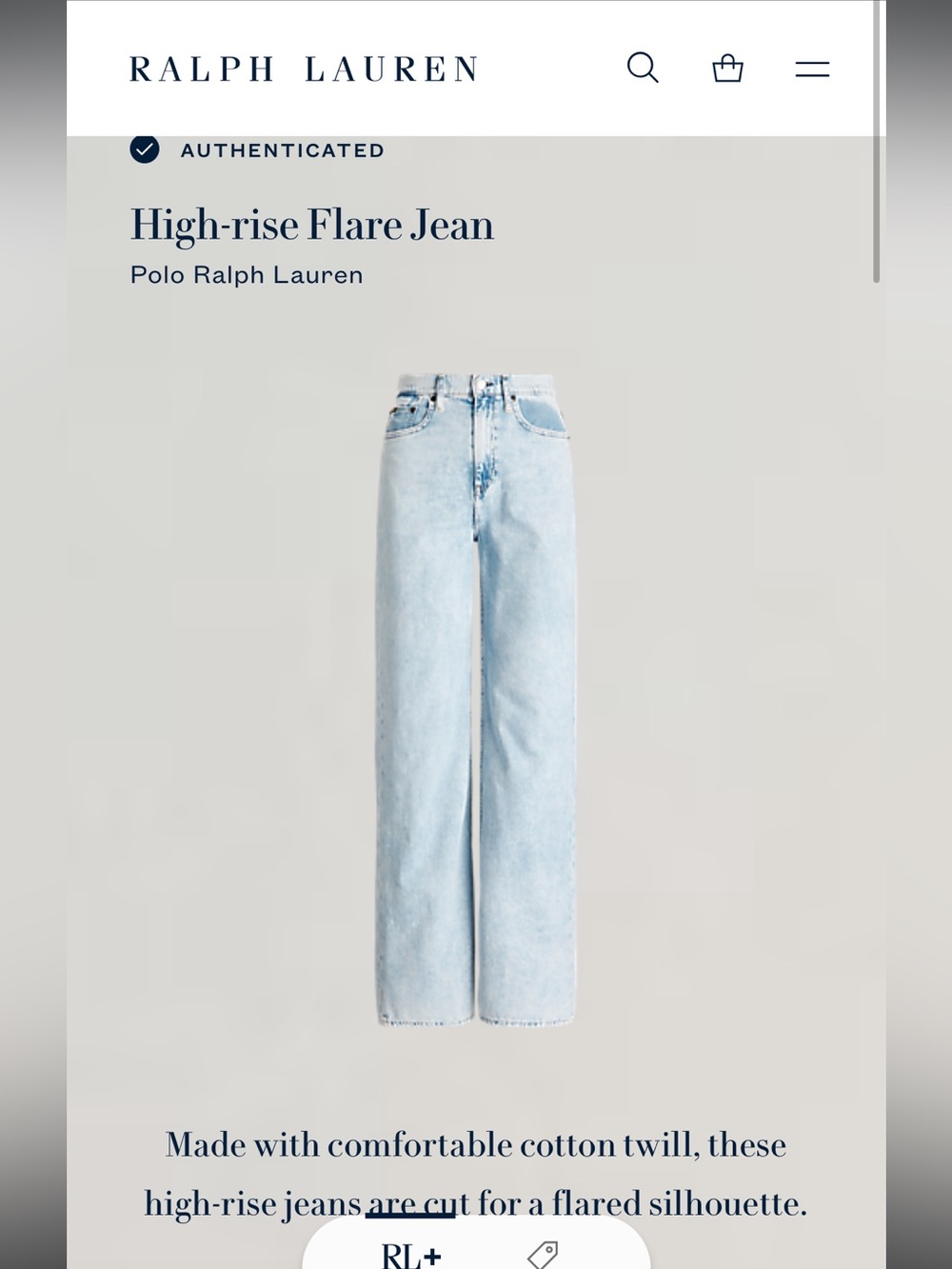 Polo Ralph Lauren High Rise Flare Jeans Women's Size 30 Light Wash Denim